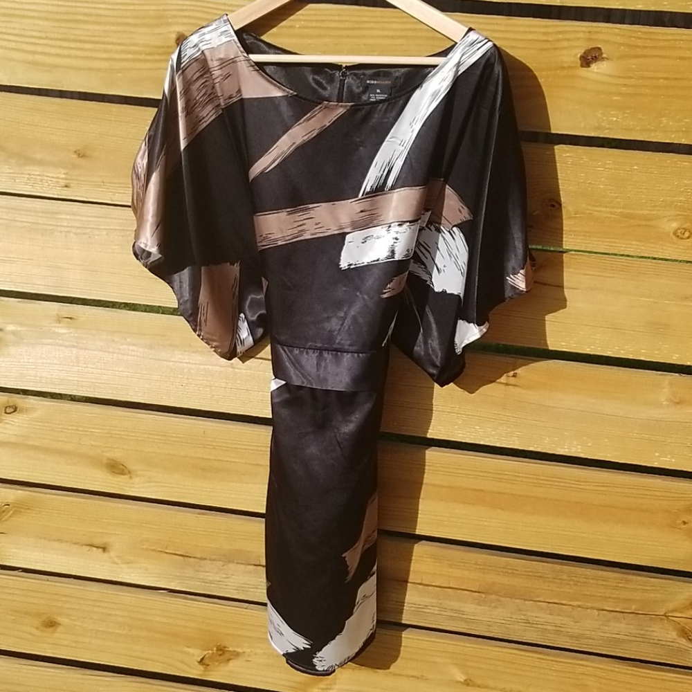 BCBG flutter sleeve black dress